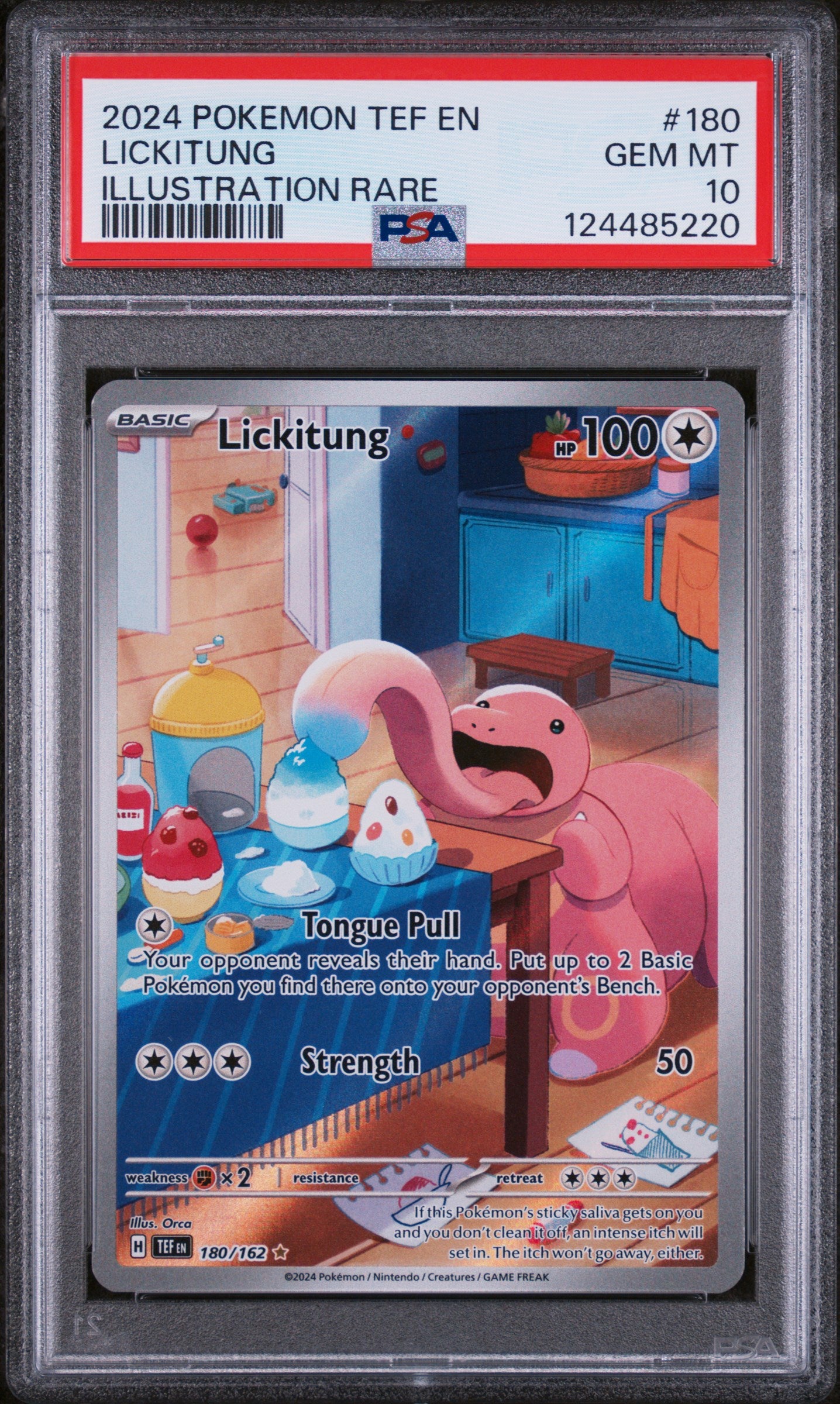 PSA 10 Lickitung #180 · Temporal Forces · 2024 — front