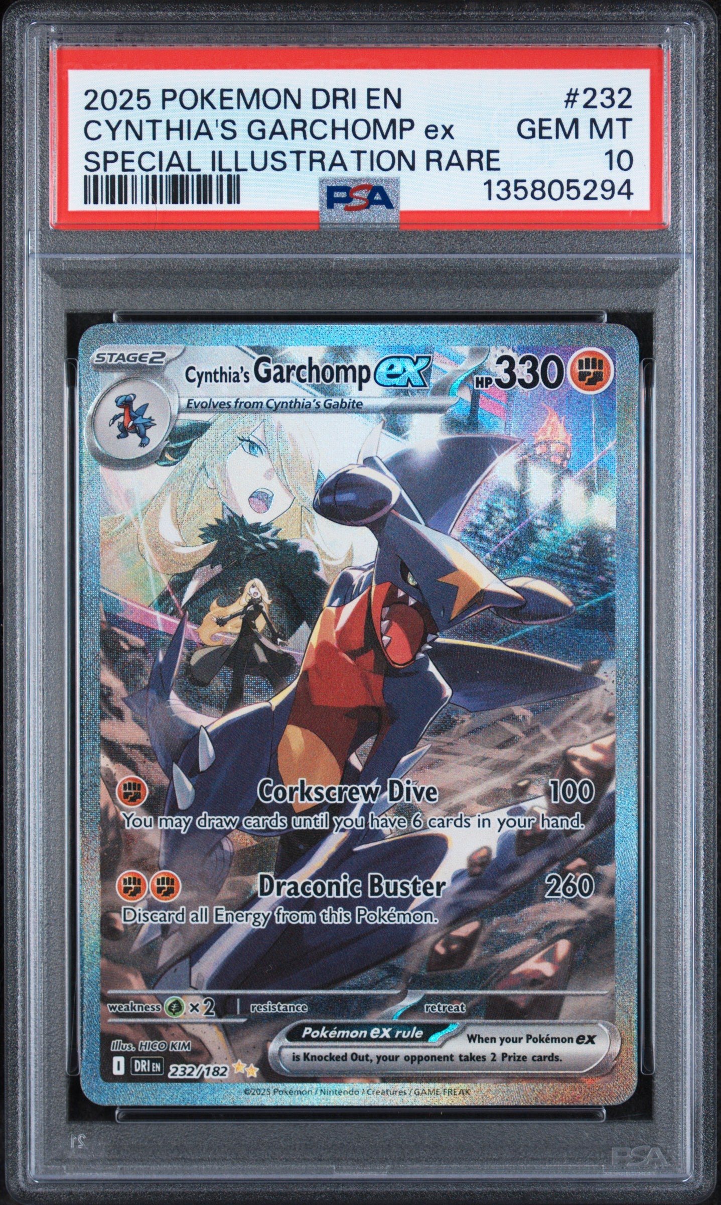 PSA 10 Cynthia's Garchomp ex #232 · Destined Rivals · 2025 — front
