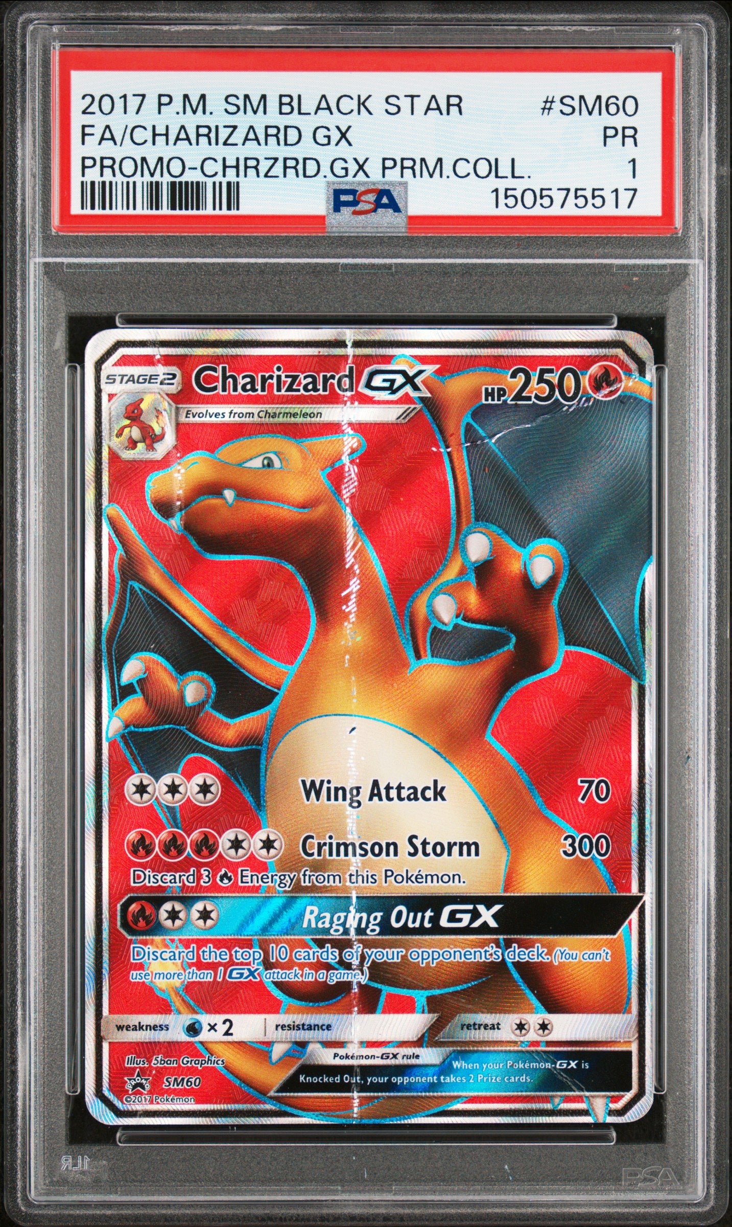 PSA 1 Fa / Charizard Gx (Chrzrd.gx Prm.coll.) #SM60 · Sm Black Star Promo · 2017 — front
