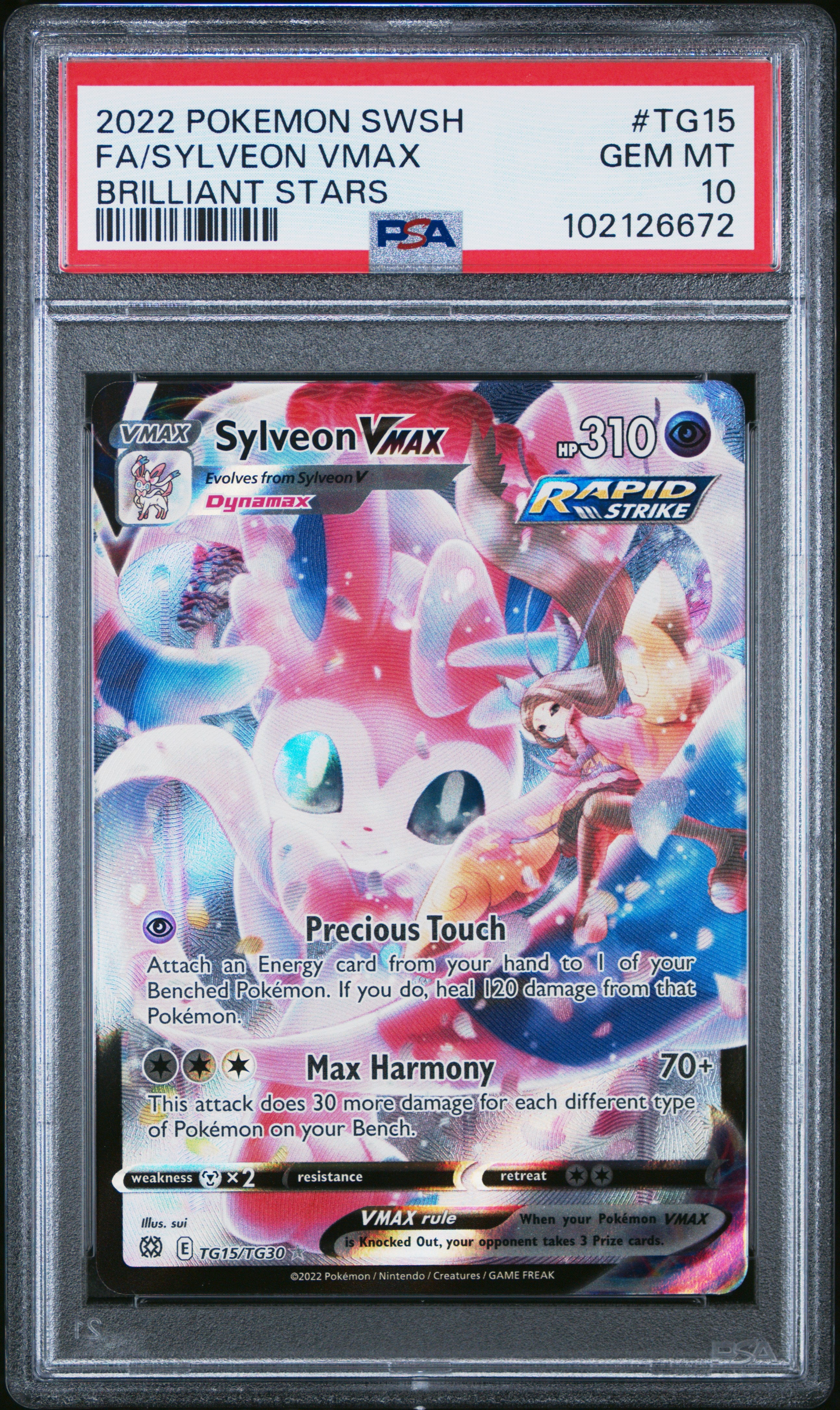 PSA 10 Fa / Sylveon Vmax Brilliant Stars #TG15 · Brilliant Stars · 2022 — front