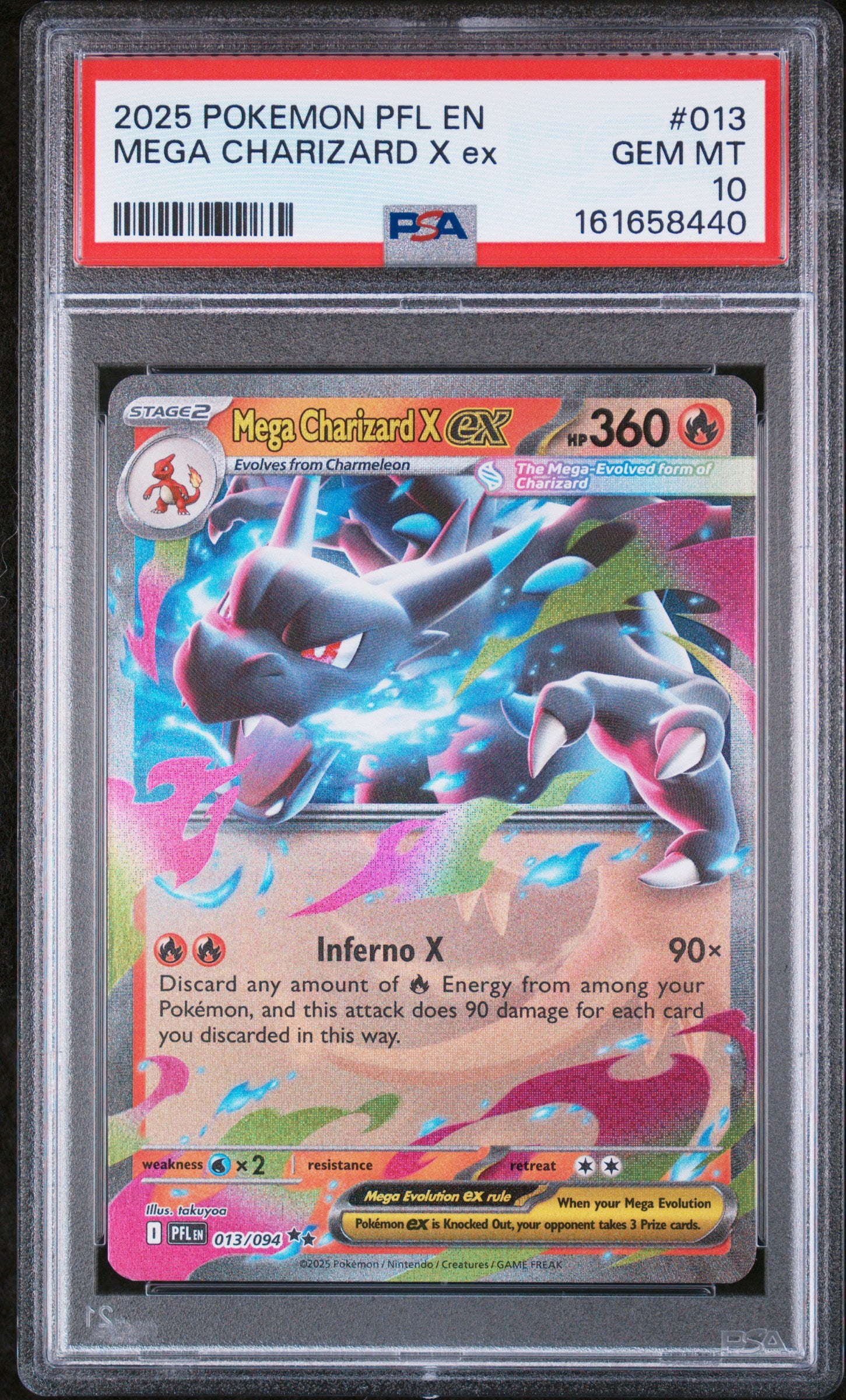 PSA 10 Mega Charizard X ex #013 · Phantasmal Flames · 2025 — front