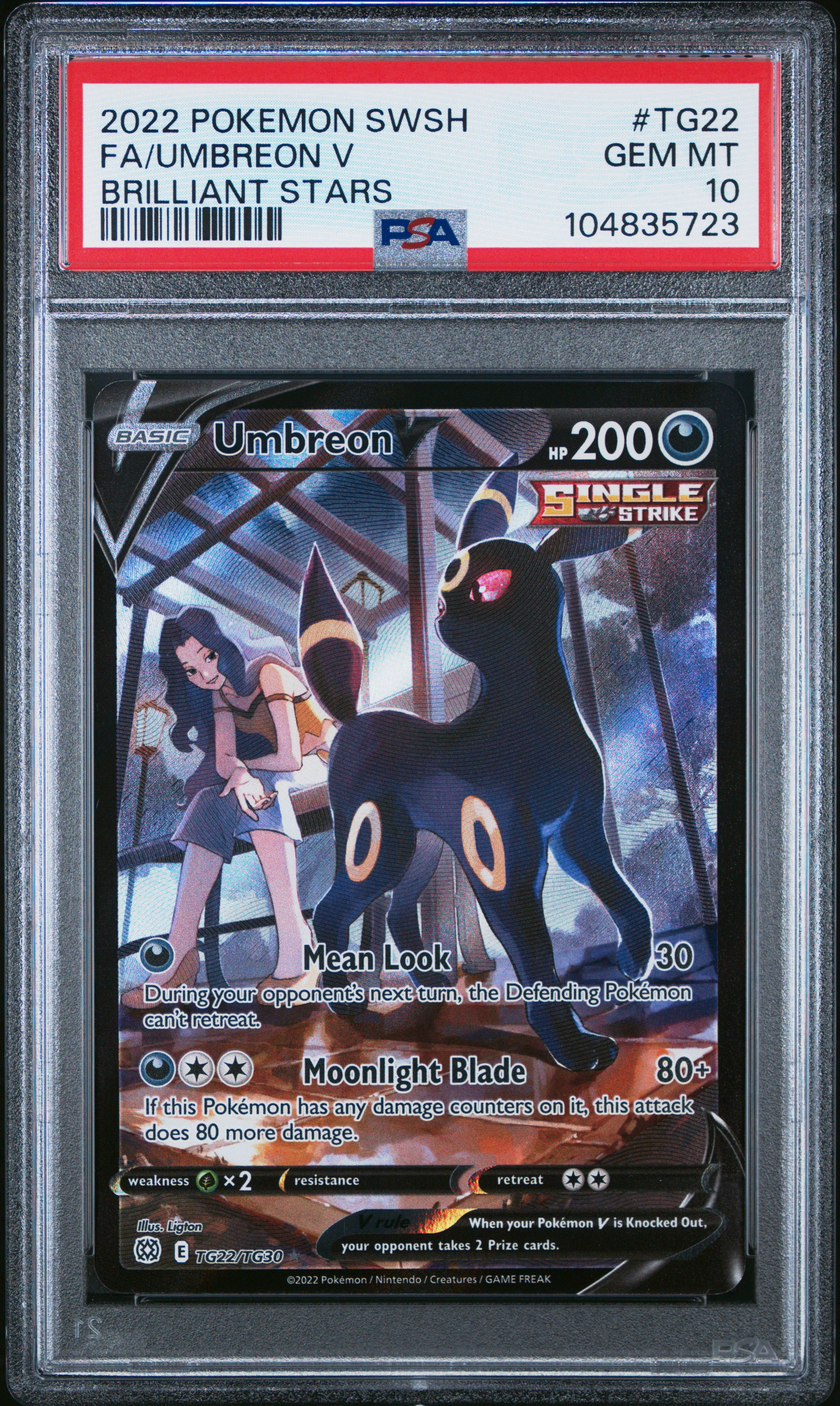 PSA 10 Full Art/umbreon V #Tg22 · Brilliant Stars · 2022 — front