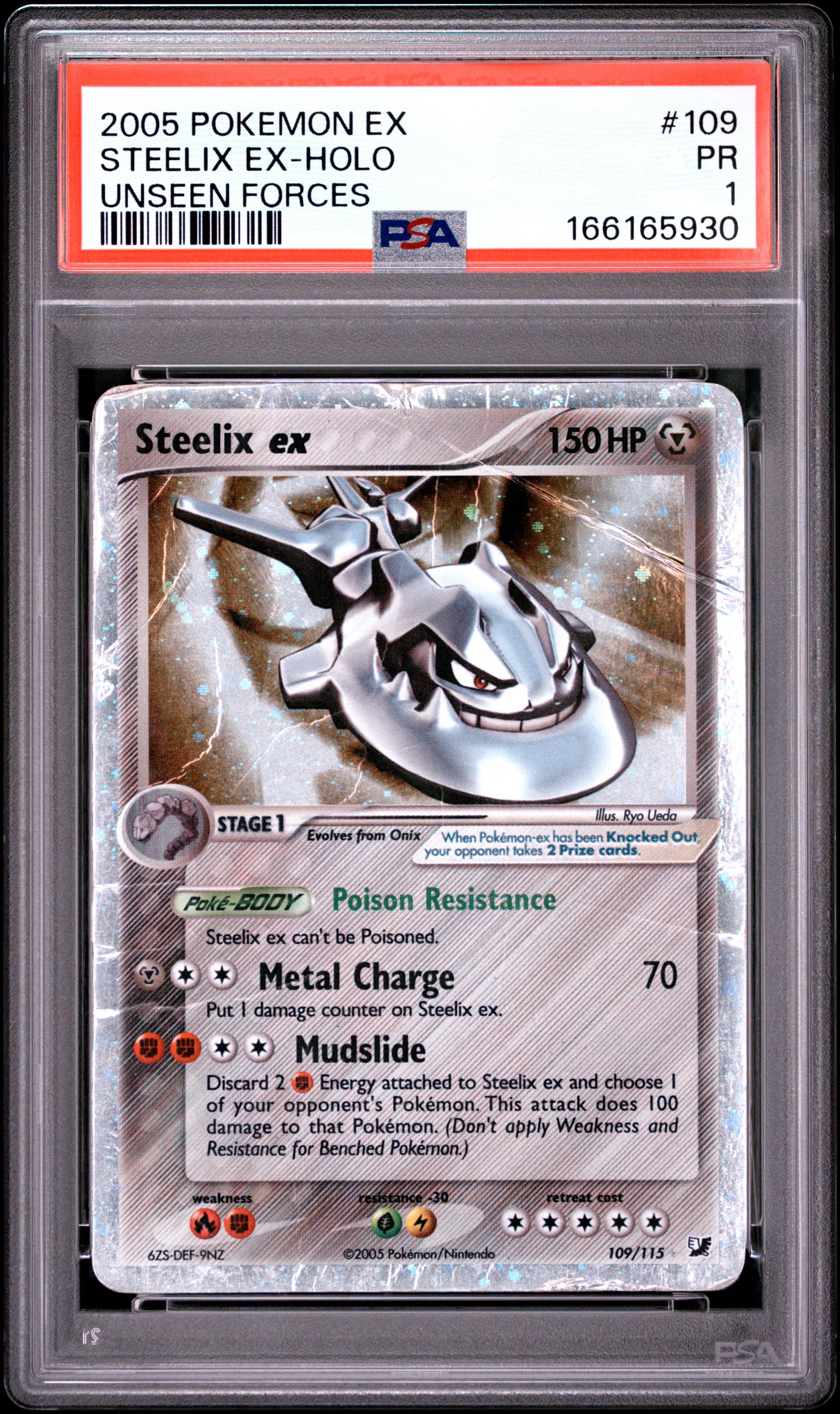PSA 1 Steelix EX (Holo Unseen Forces) #109 · Unseen Forces · 2005 — front