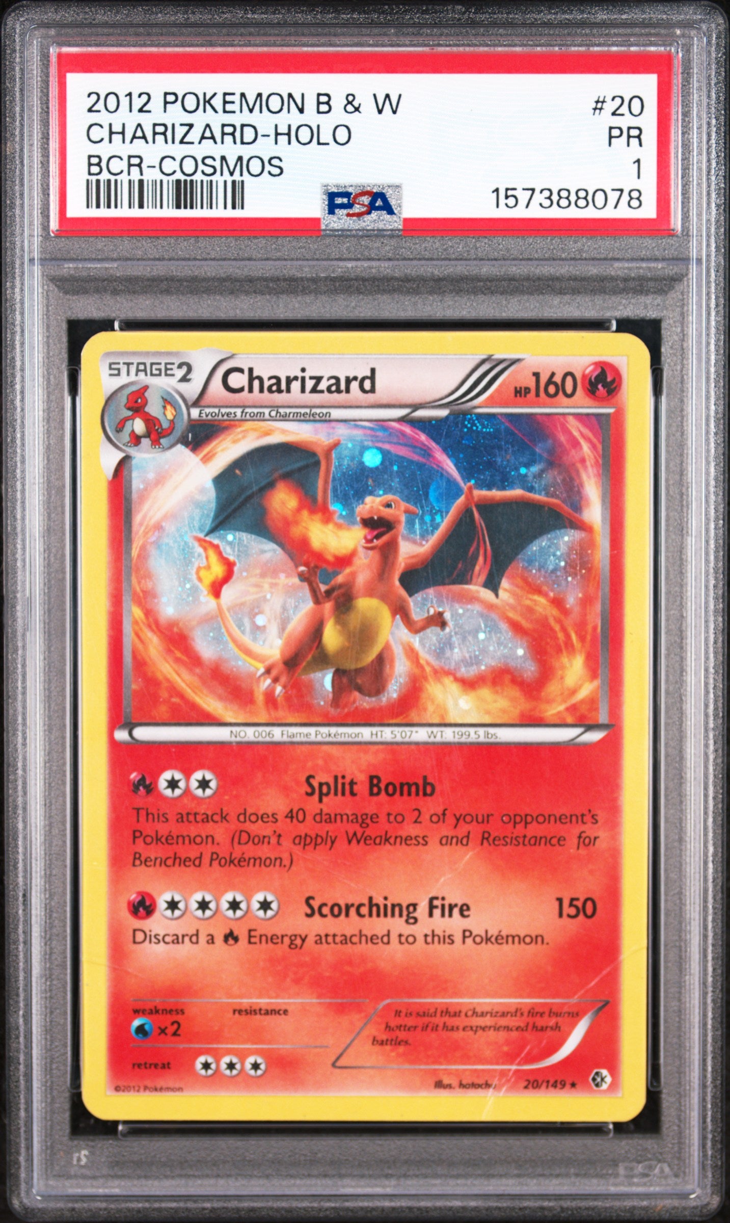 PSA 1 Charizard-Holo Bcr (Cosmos) #20 · Boundaries Crossed · 2012 — front