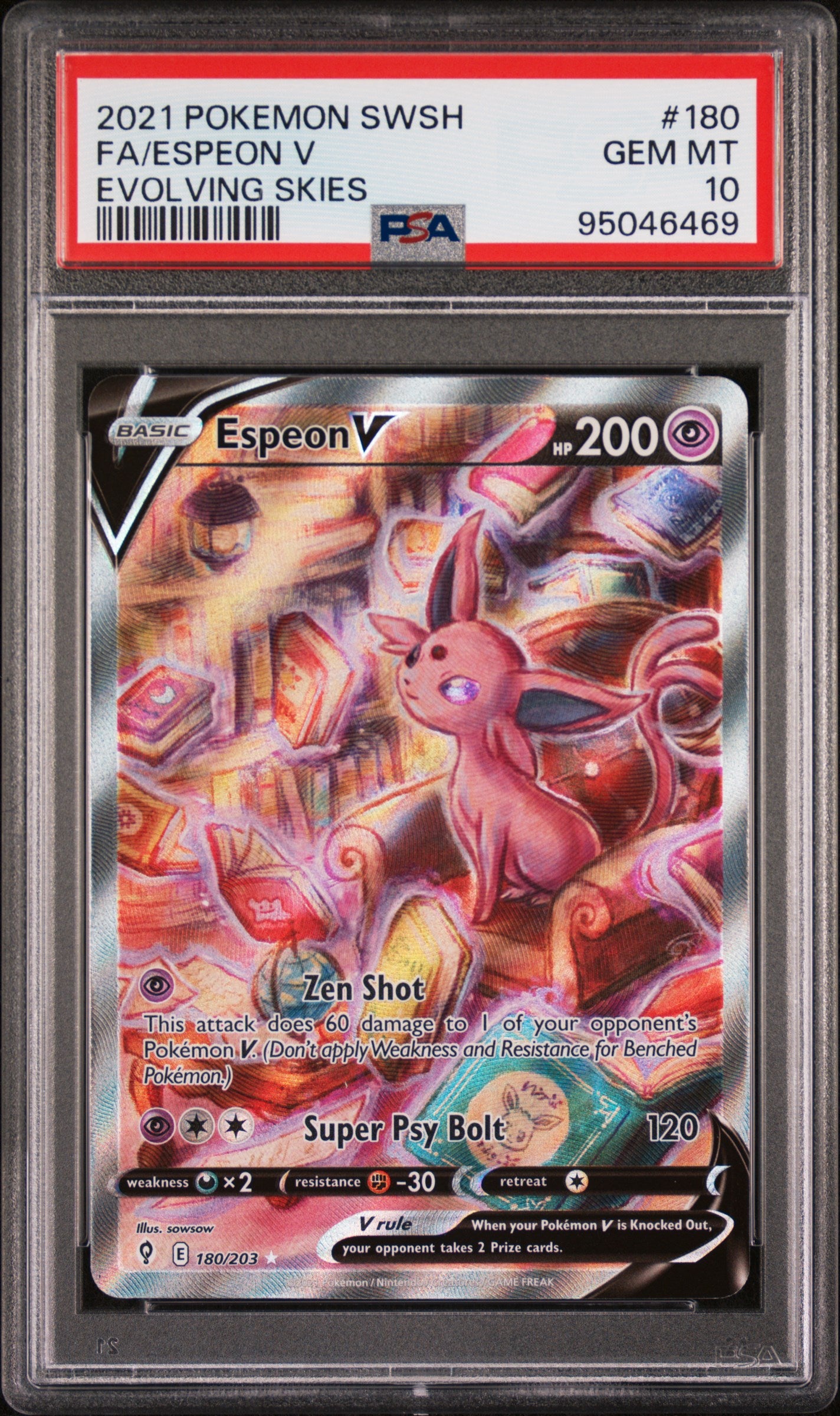 PSA 10 Full Art/espeon V #180 · Evolving Skies · 2021 — front