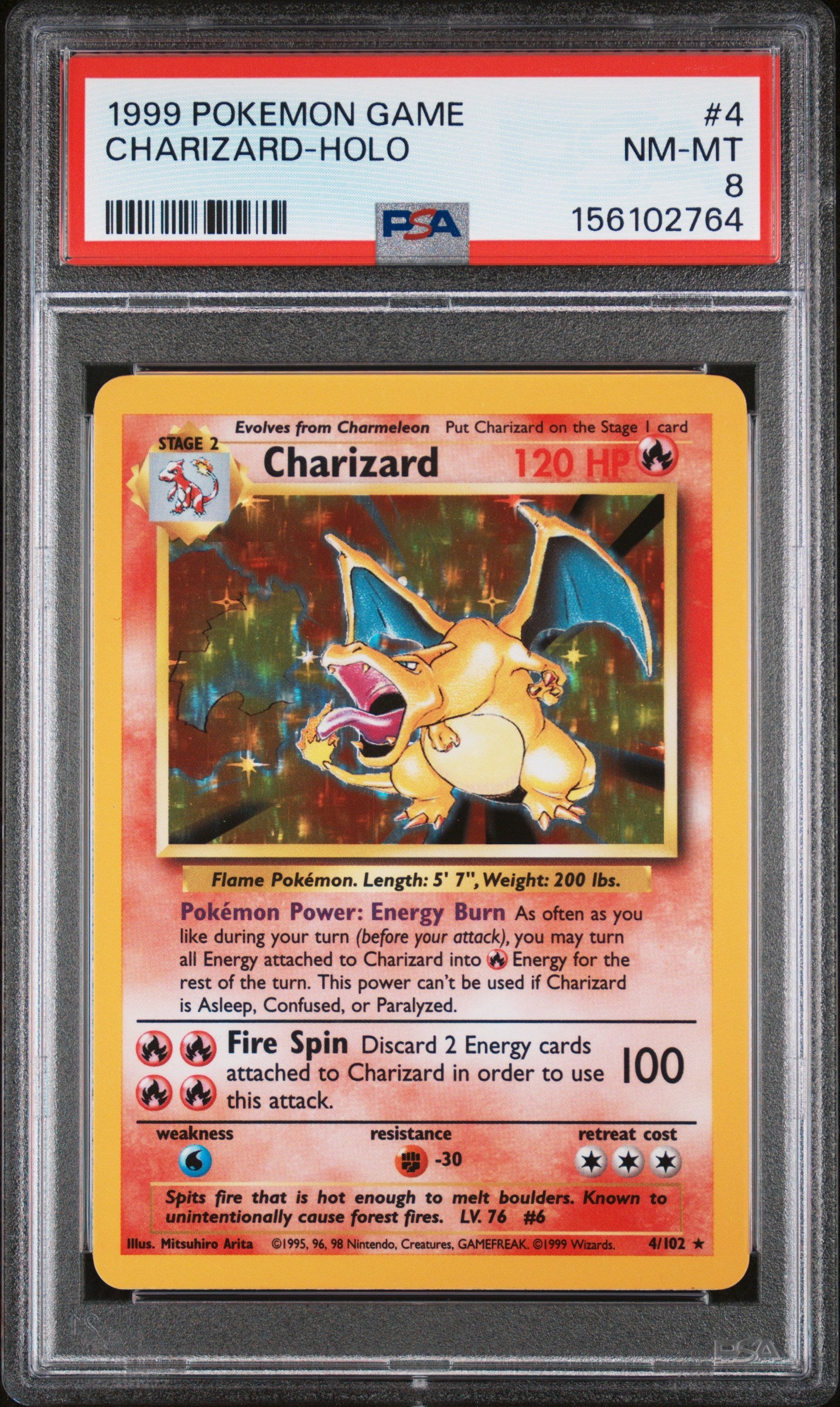 PSA 8 Charizard #4 · Base Set · 1999 — front