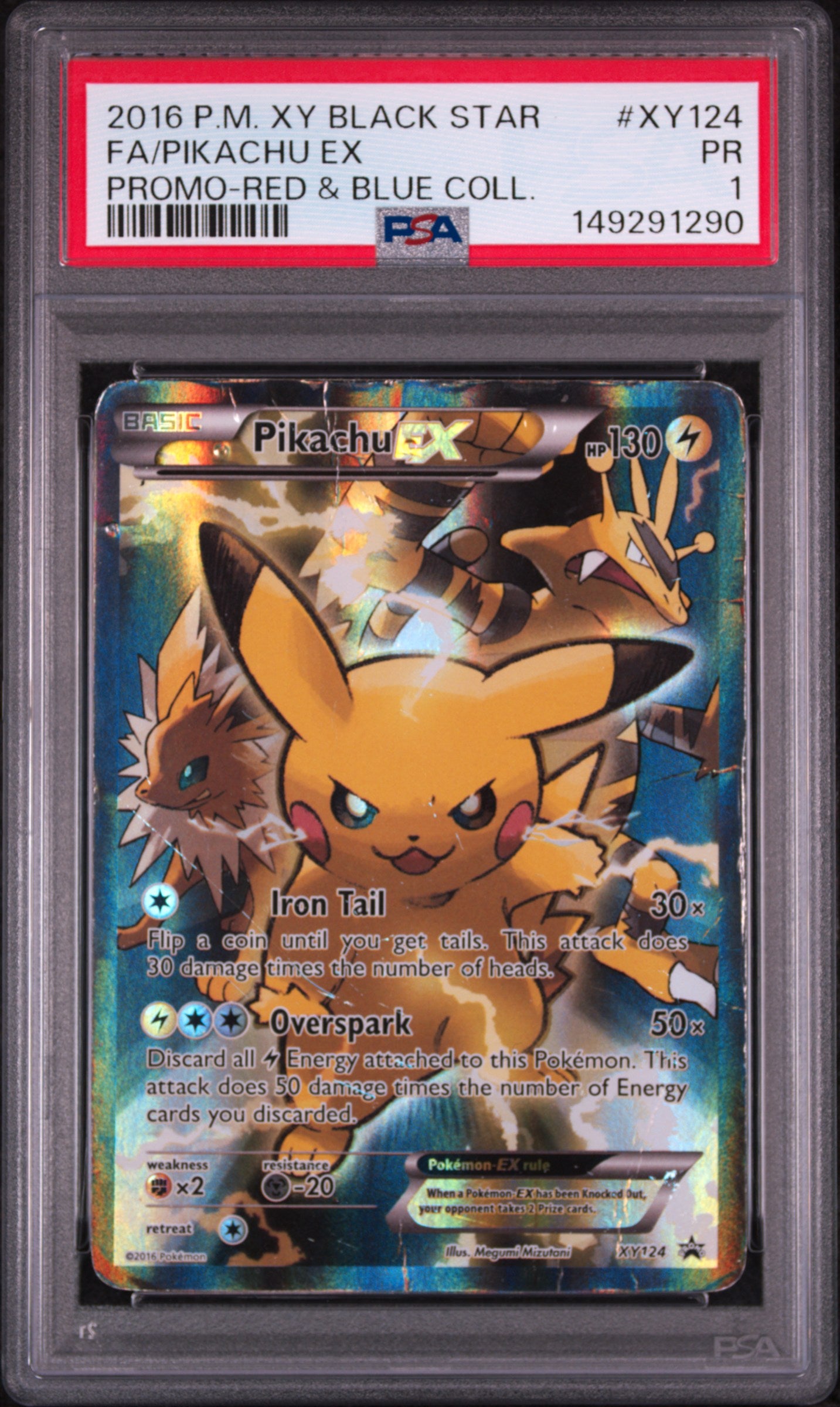 PSA 1 Fa / Pikachu EX (Red & Blue Coll.) #XY124 · XY Black Star Promos · 2016 — front