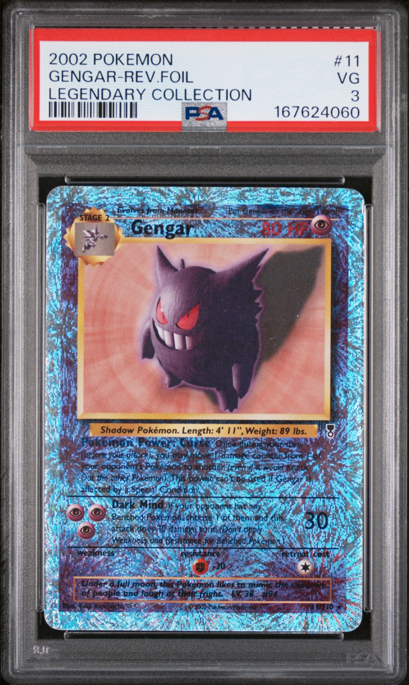 PSA 3 Gengar-Rev.foil Legendary Collection #11 · Legendary Collection · 2002 — front