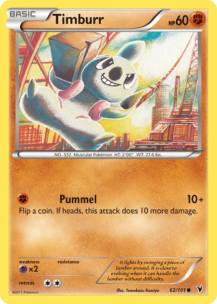 pokemon timburr card - Sword & Shield - Battle Styles - Colorless Pound (20) Weakness Psychic 2 Resistance None None Retreat Cost POKEMON CARD: Timburr #59/114 (Pokemon