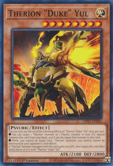 1st Edition, Common, Dimension Force, Effect Monster, Light, Psychic Therion Duke Yul [DIFO-EN005] Common - Trading Card World