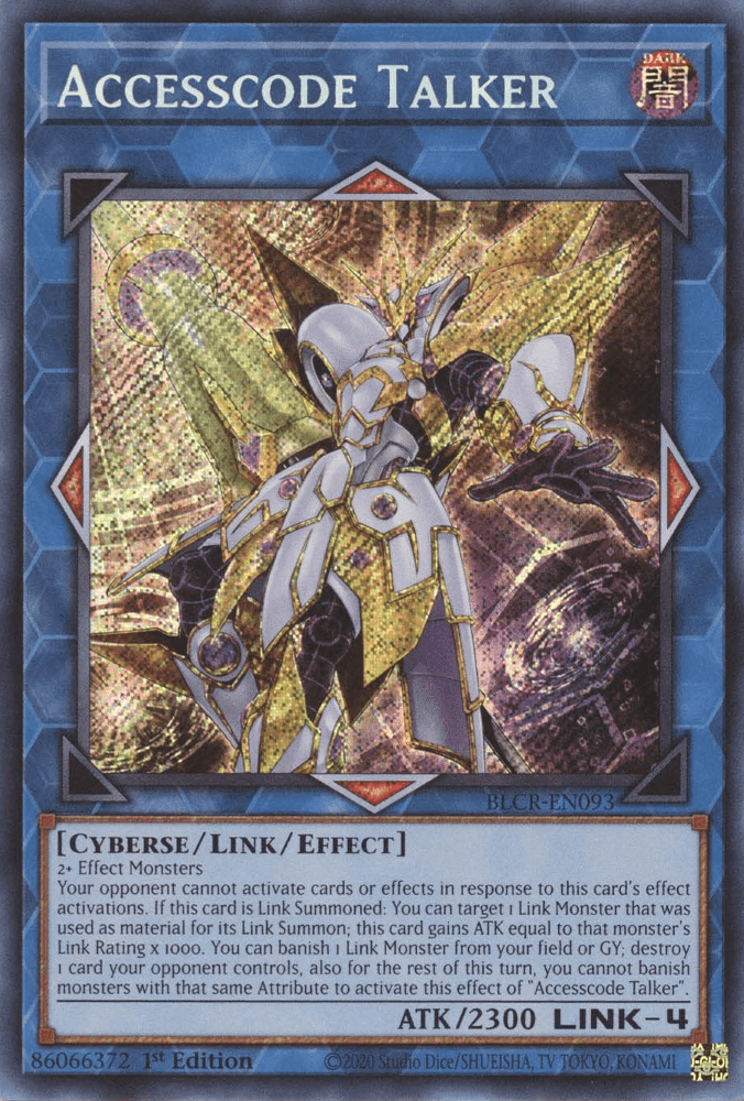 1st Edition, Battles of Legend: Crystal Revenge, Cyberse, Dark, Link/Effect Monster, Secret Rare Accesscode Talker [BLCR-EN093] Secret Rare - Trading Card World