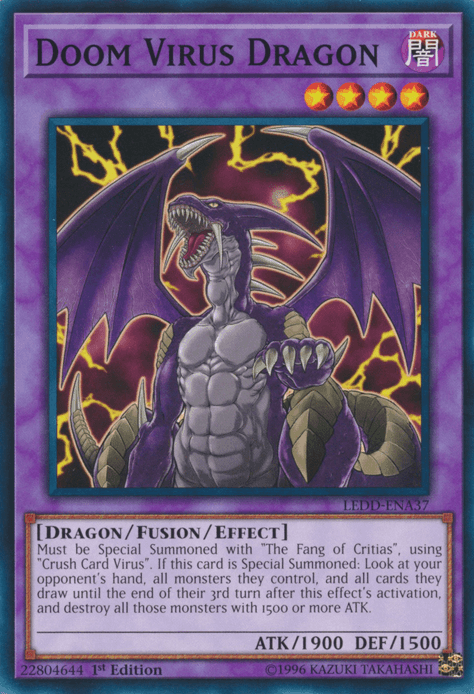 1st Edition, Common, Dark, Dragon, Fusion/Effect Monster, Legendary Dragon Decks Doom Virus Dragon [LEDD-ENA37] Common - Trading Card World