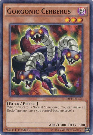 1st Edition, 2014 Mega-Tins Mega Pack, Common, Dark, Effect Monster, Rock Gorgonic Cerberus [MP14-EN195] Common - Trading Card World
