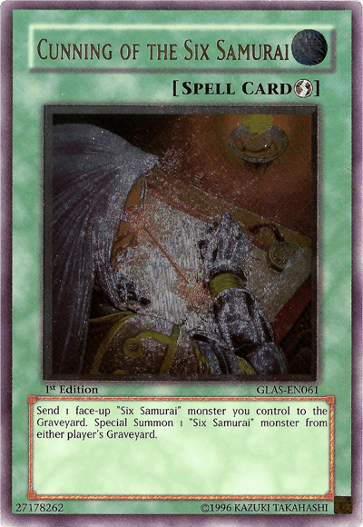 1st Edition, Gladiator's Assault, Quick Play Spell, Spell, Ultimate Rare, Unlimited Cunning of the Six Samurai [GLAS-EN061] Ultimate Rare - Trading Card World