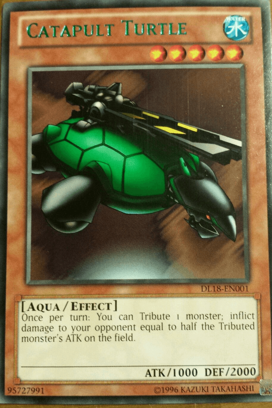 Aqua, Duelist League Promo, Effect Monster, Rare, Unlimited, Water Catapult Turtle (Green) [DL18-EN001] Rare - Trading Card World