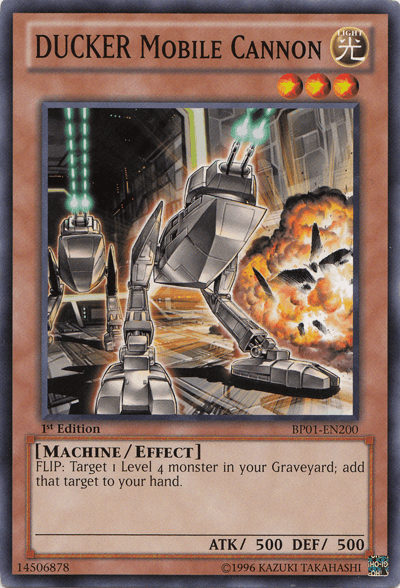 1st Edition, Battle Pack: Epic Dawn, Common, Effect Monster, Light, Machine, Unlimited DUCKER Mobile Cannon [BP01-EN200] Common - Trading Card World