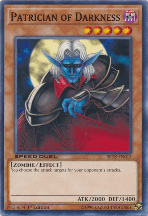 1st Edition, Common, Dark, Effect Monster, Speed Duel: Trials of the Kingdom, Zombie Patrician of Darkness [SBTK-EN013] Common - Trading Card World