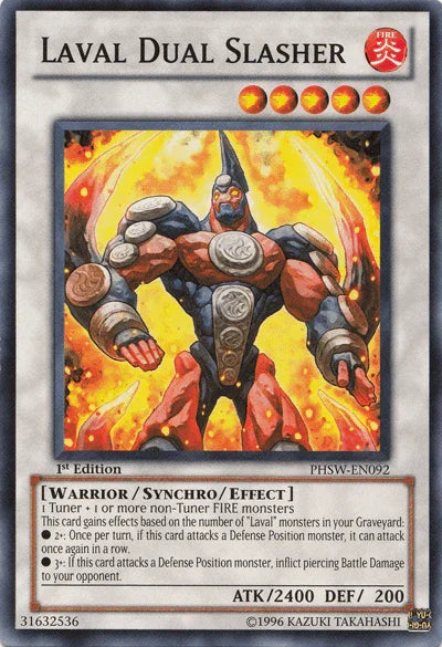 1st Edition, Common, Fire, Photon Shockwave, Synchro/Effect Monster, Unlimited, Warrior Laval Dual Slasher [PHSW-EN092] Common - Trading Card World