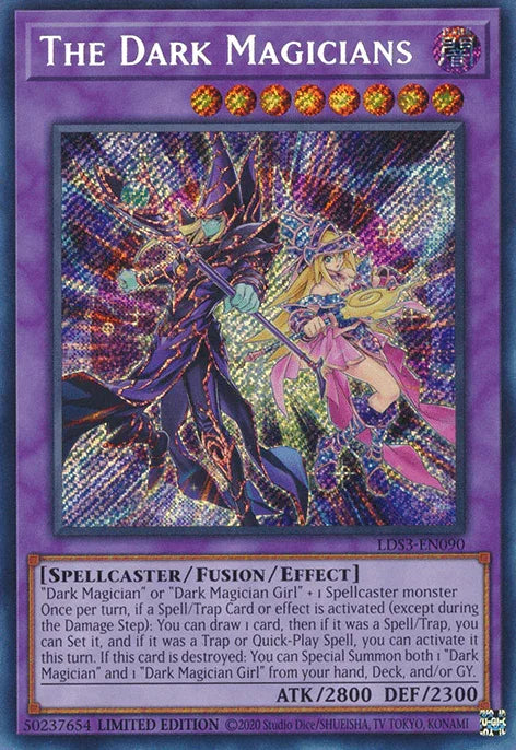 Dark, Fusion/Effect Monster, Legendary Duelists: Season 3, Limited, Secret Rare, Spellcaster The Dark Magicians [LDS3-EN090] Secret Rare - Trading Card World