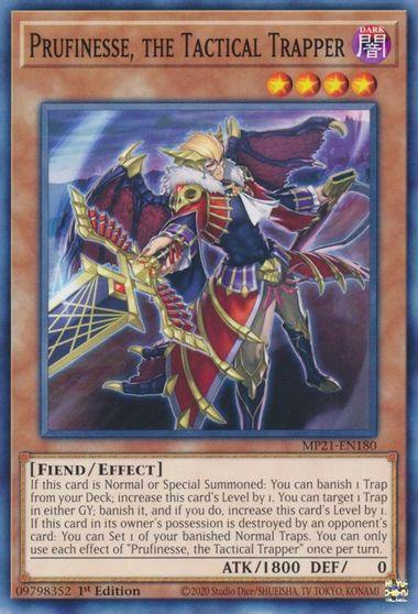 1st Edition, 2021 Tin of Ancient Battles, Common, Dark, Effect Monster, Fiend Prufinesse, the Tactical Trapper [MP21-EN180] Common - Trading Card World