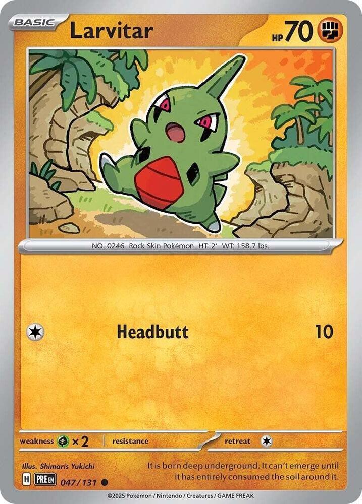 047, Common, Fighting, Grass [x2], Normal, Reverse Holofoil, Scarlet & Violet: Prismatic Evolutions Larvitar (047/131) [Scarlet & Violet: Prismatic Evolutions] - Trading Card World