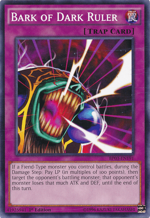 1st Edition, Battle Pack 3: Monster League, Common, Normal Trap, Trap Bark of Dark Ruler [BP03-EN191] Common - Trading Card World