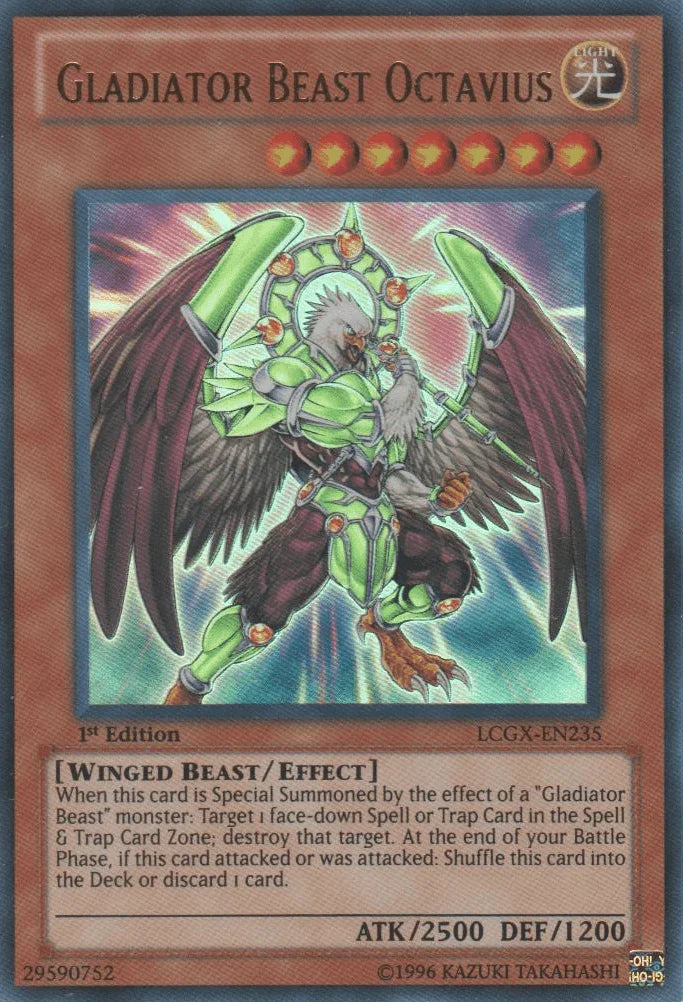 1st Edition, Effect Monster, Legendary Collection 2, Light, Ultra Rare, Unlimited, Winged Beast Gladiator Beast Octavius [LCGX-EN235] Ultra Rare - Trading Card World