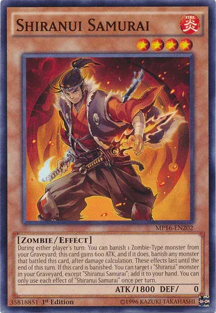 1st Edition, 2016 Mega-Tins Mega Pack, Common, Effect Monster, Fire, Unlimited, Zombie Shiranui Samurai [MP16-EN202] Common - Trading Card World