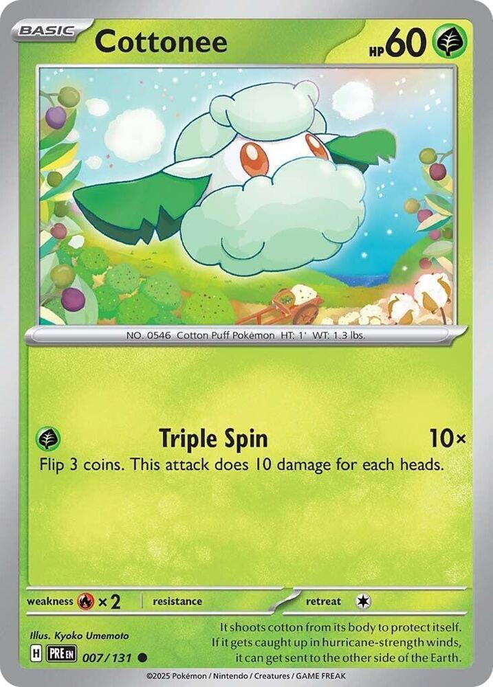 007, Common, Fire [x2], Grass, Normal, Reverse Holofoil, Scarlet & Violet: Prismatic Evolutions Cottonee (007/131) [Scarlet & Violet: Prismatic Evolutions] - Trading Card World