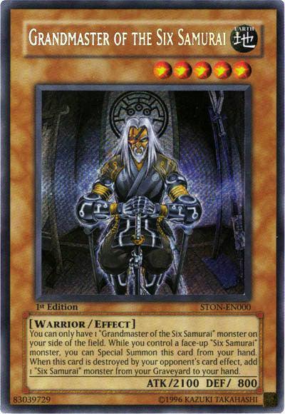 1st Edition, Earth, Effect Monster, Secret Rare, Strike of Neos, Unlimited, Warrior Grandmaster of the Six Samurai [STON-EN000] Secret Rare - Trading Card World