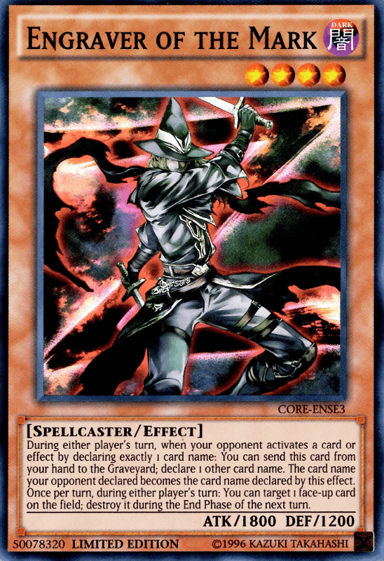 Clash of Rebellions: Special Edition, Dark, Effect Monster, Limited, Spellcaster, Super Rare Engraver of the Mark [CORE-ENSE3] Super Rare - Trading Card World