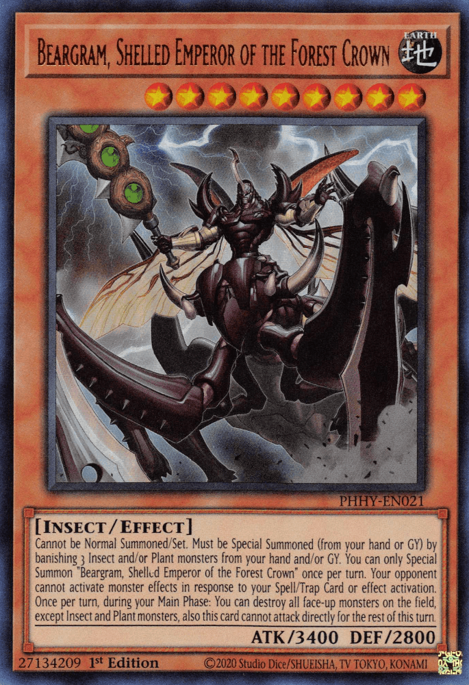1st Edition, Earth, Effect Monster, Insect, Photon Hypernova, Ultra Rare Beargram, Shelled Emperor of the Forest Crown [PHHY-EN021] Ultra Rare - Trading Card World