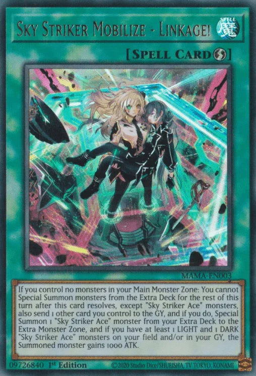 1st Edition, Magnificent Mavens, Quick-Play Spell, Spell, Ultra Rare Sky Striker Mobilize - Linkage! [MAMA-EN003] Ultra Rare - Trading Card World