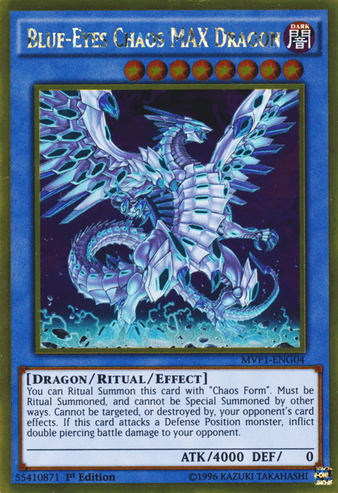 1st Edition, Dark, Dragon, Gold Rare, Ritual/Effect Monster, The Dark Side of Dimensions Movie Pack: Gold Edition, Unlimited Blue-Eyes Chaos MAX Dragon [MVP1-ENG04] Gold Rare - Trading Card World