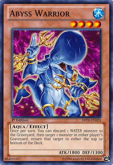 1st Edition, Abyss Rising, Aqua, Common, Effect Monster, Unlimited, Water Abyss Warrior [ABYR-EN028] Common - Trading Card World