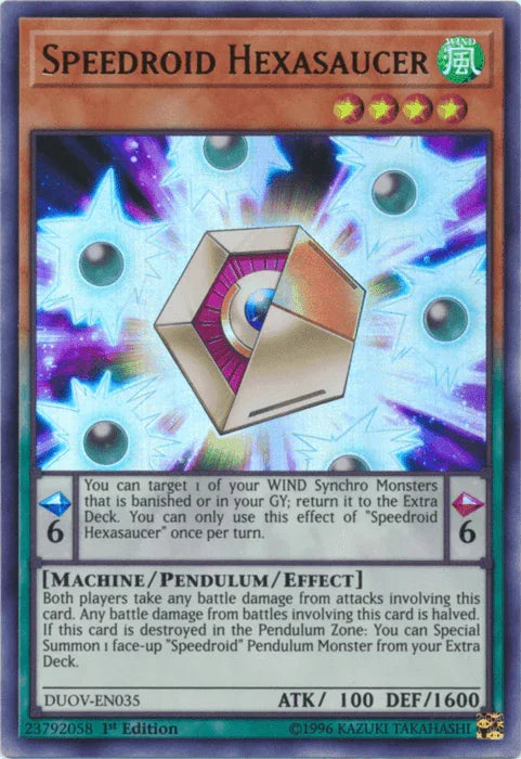 1st Edition, Duel Overload, Machine, Pendulum/Effect Monster, Ultra Rare, Wind Speedroid Hexasaucer [DUOV-EN035] Ultra Rare - Trading Card World