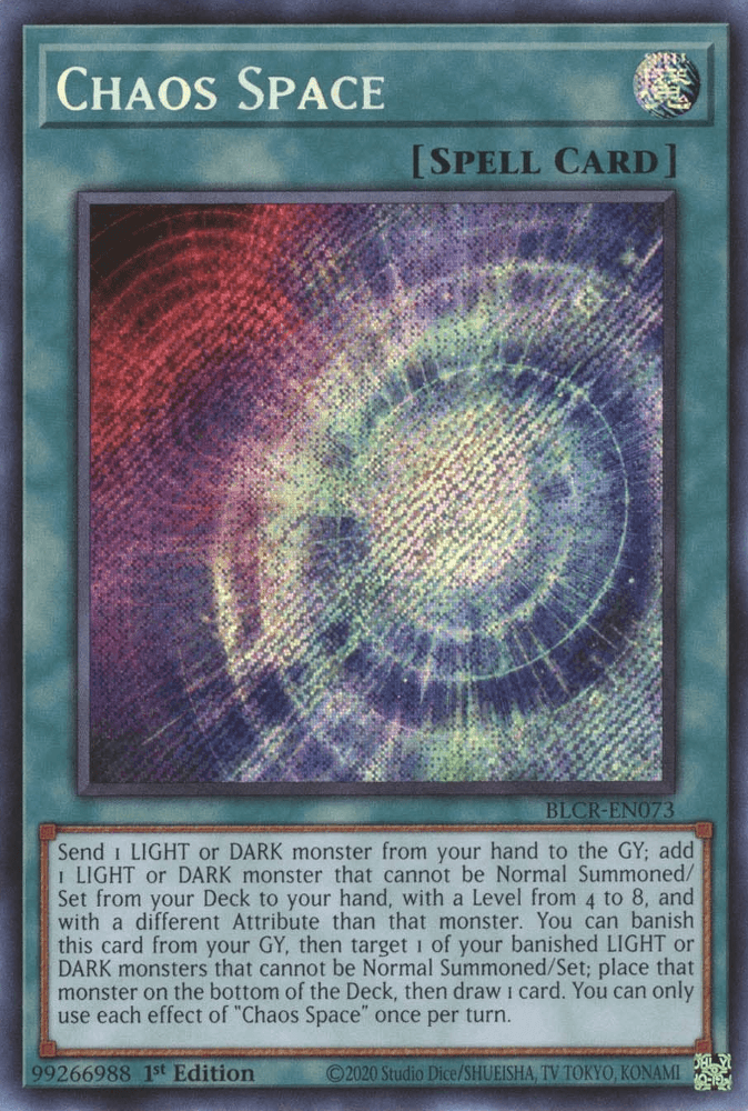 1st Edition, Battles of Legend: Crystal Revenge, Normal Spell, Secret Rare, Spell Chaos Space [BLCR-EN073] Secret Rare - Trading Card World