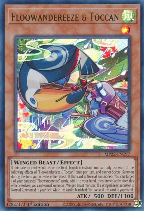 1st Edition, 2022 Tin of the Pharaoh's Gods, Effect Monster, Ultra Rare, Wind, Winged Beast Floowandereeze & Toccan [MP22-EN197] Ultra Rare - Trading Card World