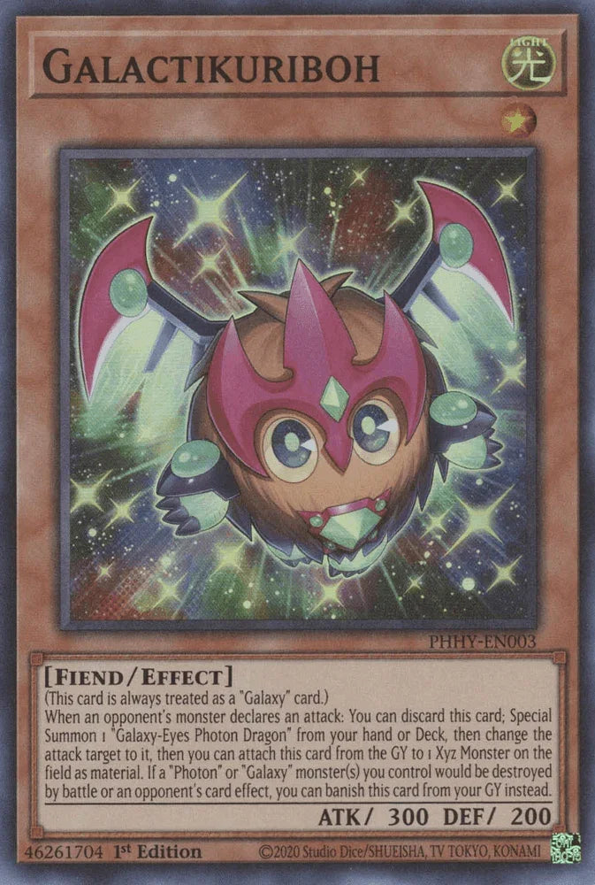 1st Edition, Effect Monster, Fiend, Light, Photon Hypernova, Super Rare Galactikuriboh [PHHY-EN003] Super Rare - Trading Card World