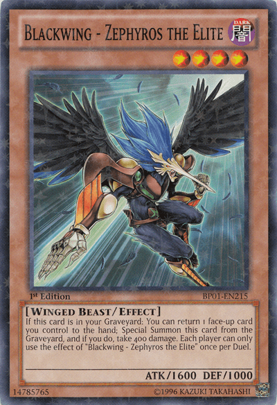 1st Edition, Battle Pack: Epic Dawn, Dark, Effect Monster, Starfoil Rare, Unlimited, Winged Beast Blackwing - Zephyros the Elite [BP01-EN215] Starfoil Rare - Trading Card World