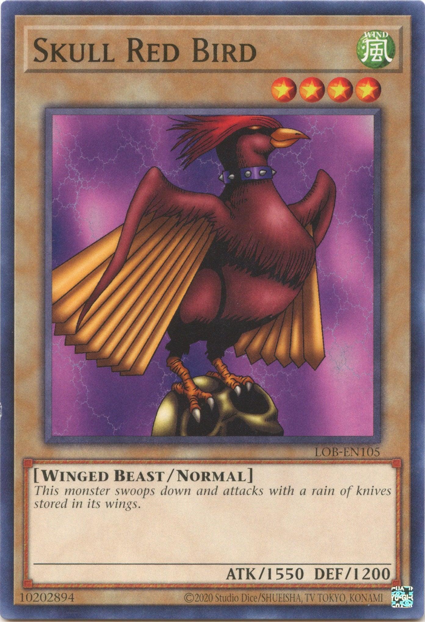 Common, Legend of Blue Eyes White Dragon (25th Anniversary Edition), Normal Monster, Unlimited, Wind, Winged Beast Skull Red Bird (25th Anniversary) [LOB-EN105] Common - Trading Card World
