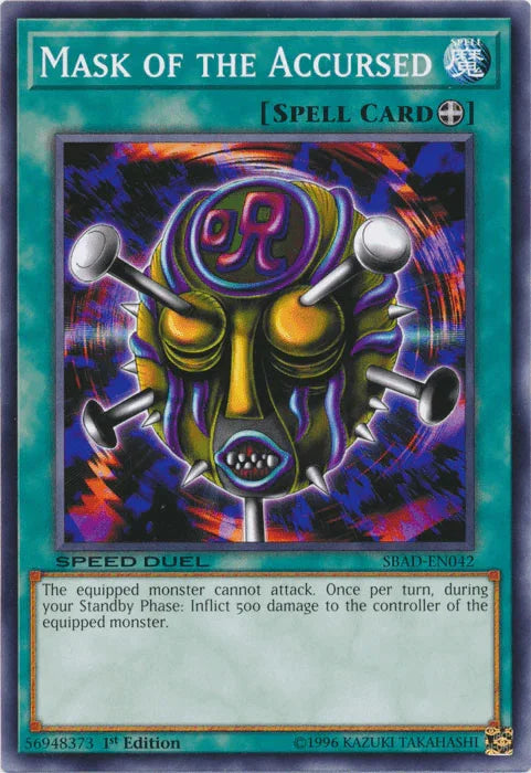 1st Edition, Common, Equip Spell, Speed Duel: Attack from the Deep, Spell Mask of the Accursed [SBAD-EN042] Common - Trading Card World