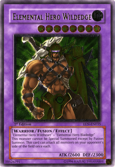 1st Edition, Earth, Elemental Energy, Fusion/Effect Monster, Ultimate Rare, Unlimited, Warrior Elemental Hero Wildedge [EEN-EN035] Ultimate Rare - Trading Card World