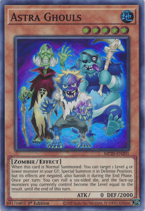 1st Edition, 2020 Tin of Lost Memories, Earth, Effect Monster, Super Rare, Zombie Astra Ghouls [MP20-EN201] Super Rare - Trading Card World