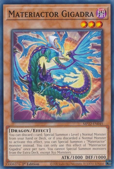 1st Edition, 2022 Tin of the Pharaoh's Gods, Common, Dark, Dragon, Effect Monster Materiactor Gigadra [MP22-EN045] Common - Trading Card World