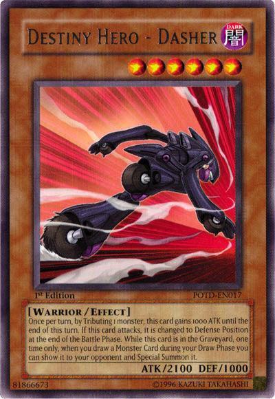 1st Edition, Dark, Effect Monster, Power of the Duelist, Rare, Unlimited, Warrior Destiny Hero - Dasher [POTD-EN017] Rare - Trading Card World