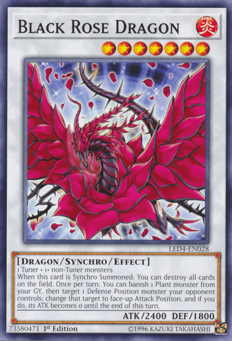 1st Edition, Common, Dragon, Fire, Legendary Duelists: Sisters of the Rose, Synchro/Effect Monster Black Rose Dragon [LED4-EN028] Common - Trading Card World