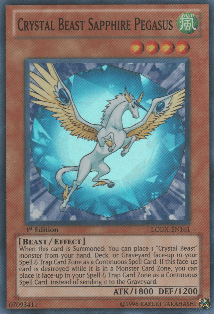 1st Edition, Beast, Effect Monster, Legendary Collection 2, Super Rare, Unlimited, Wind Crystal Beast Sapphire Pegasus [LCGX-EN161] Super Rare - Trading Card World