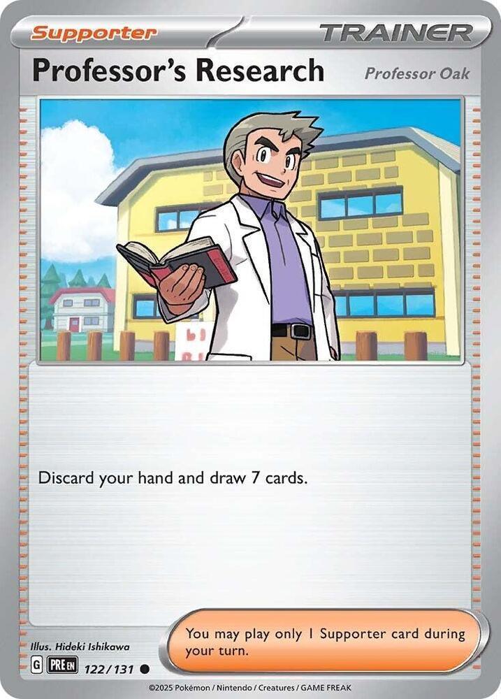 122, Common, Normal, Reverse Holofoil, Scarlet & Violet: Prismatic Evolutions, Supporter Professor's Research (122/131) [Professor Oak] [Scarlet & Violet: Prismatic Evolutions] - Trading Card World