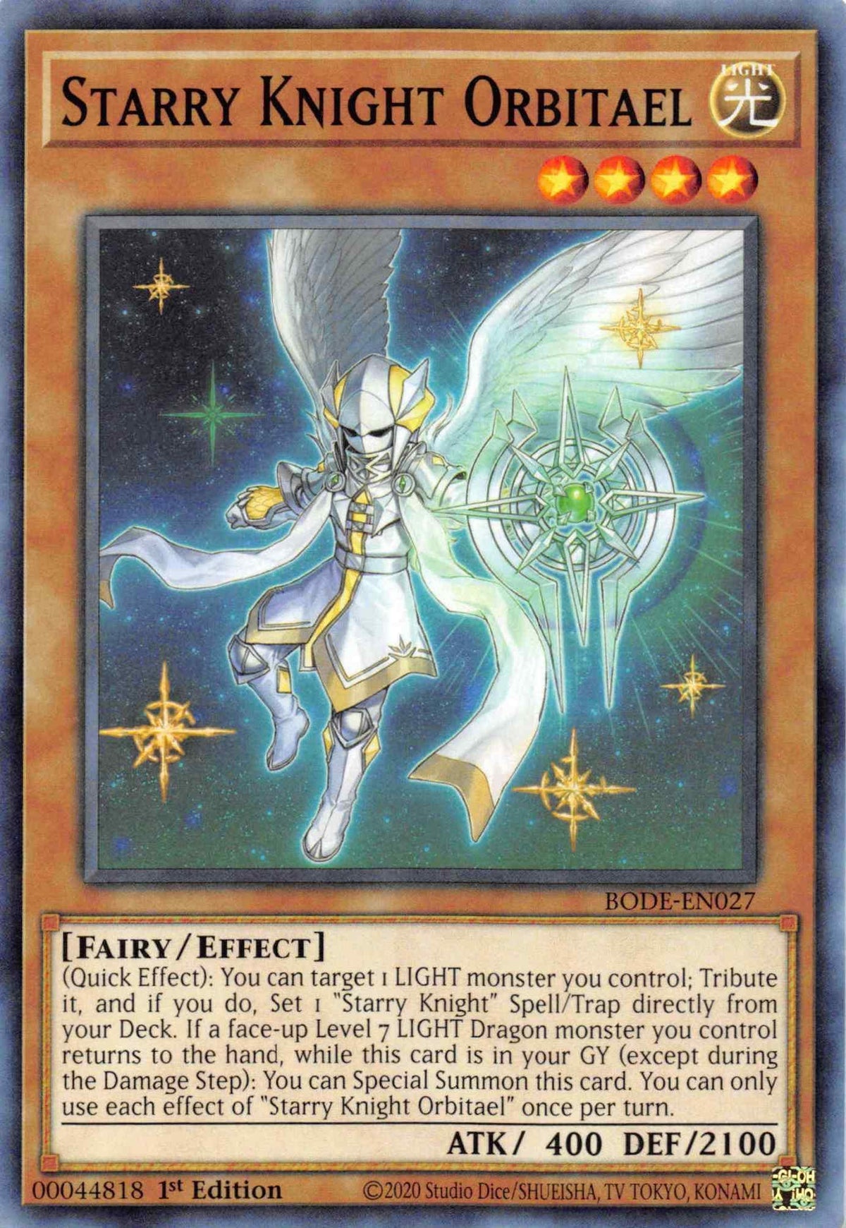 1st Edition, Burst of Destiny, Common, Effect Monster, Fairy, Light Starry Knight Orbitael [BODE-EN027] Common - Trading Card World